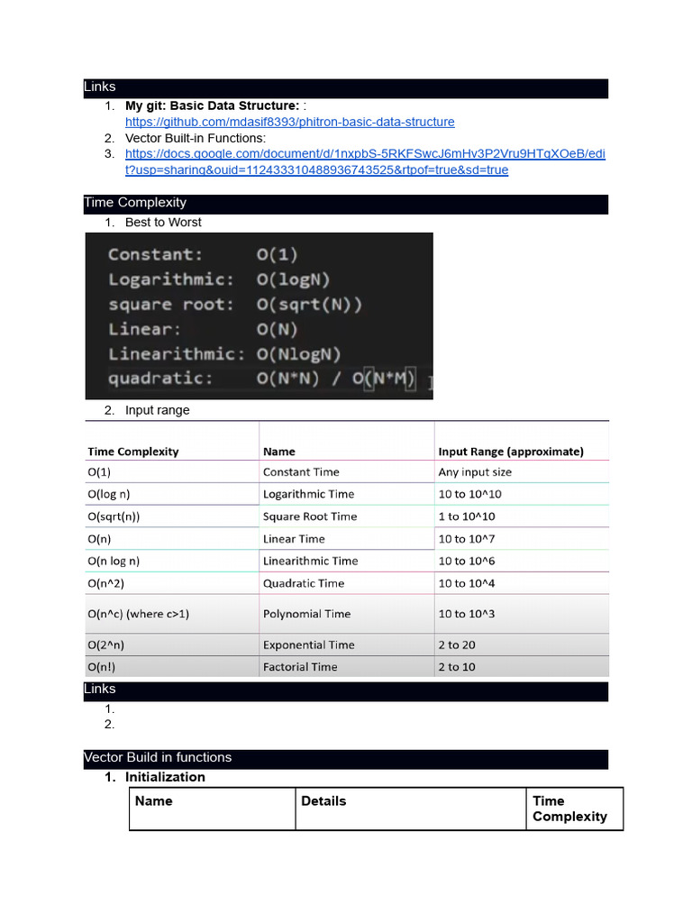 Vector Functions and Time Complexity Guide | PDF | Software Engineering ...