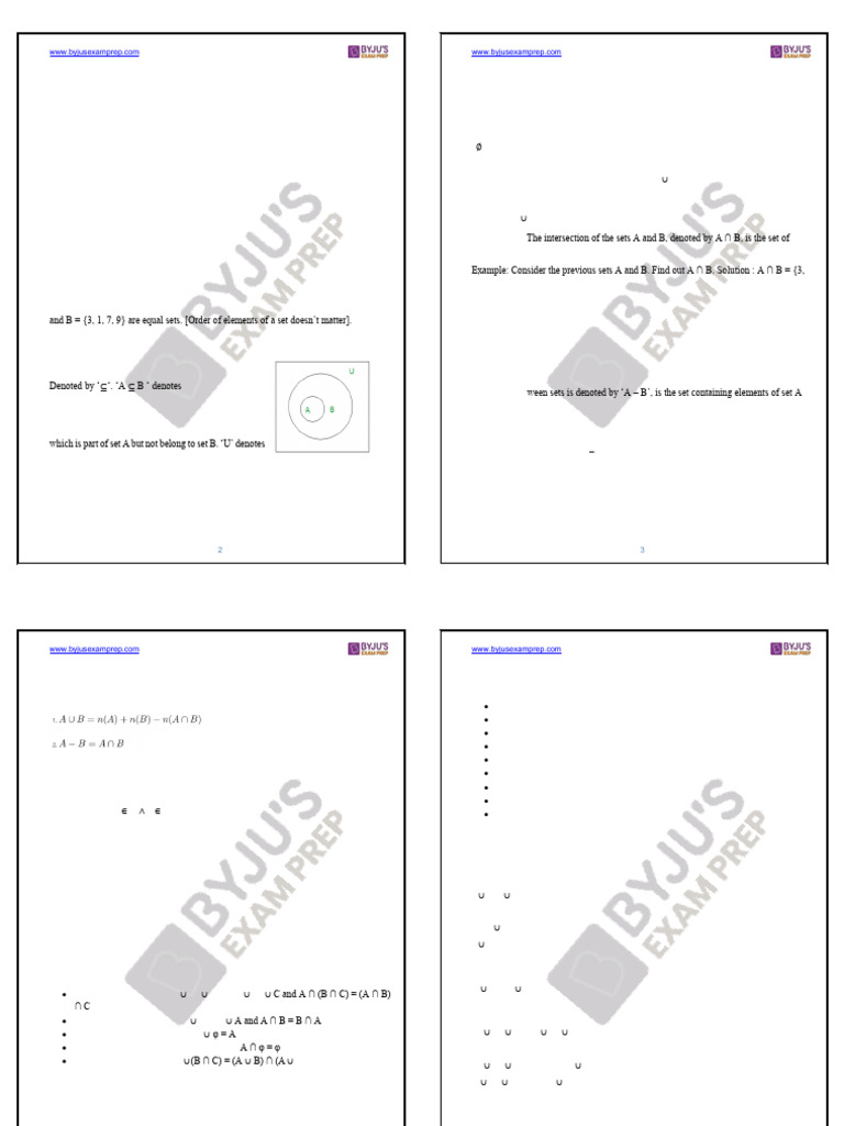 Math, Stat, Econometrics | PDF | Set (Mathematics) | Intersection (Set ...