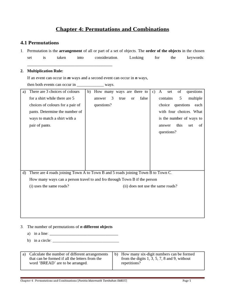 Permutations and Combinations Explained | PDF | Permutation | Mathematics