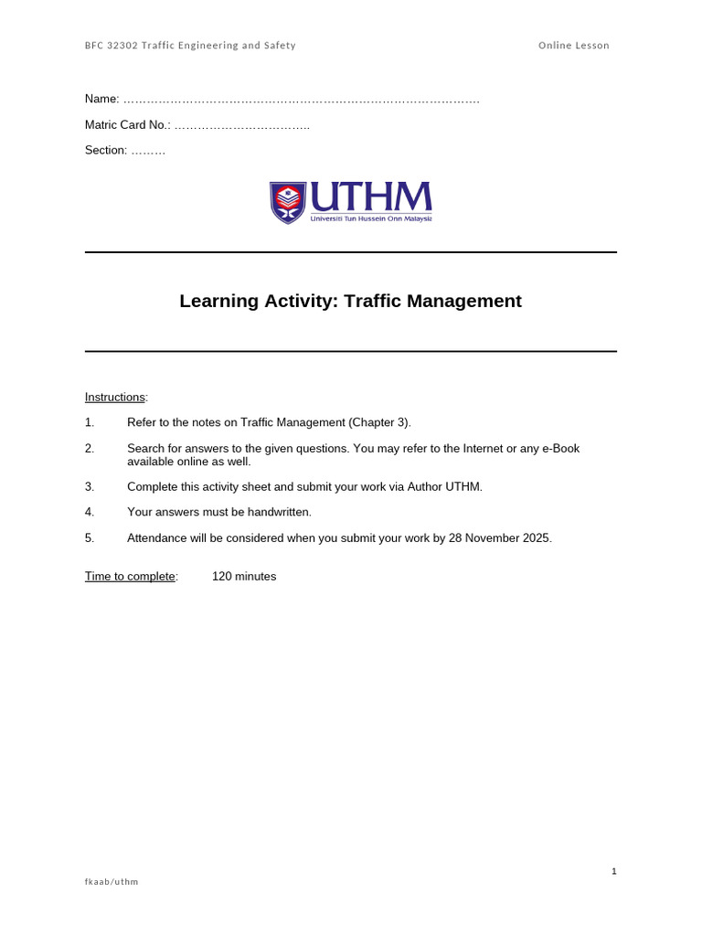 Traffic Management Online Lesson Guide | PDF | Traffic | Transportation ...