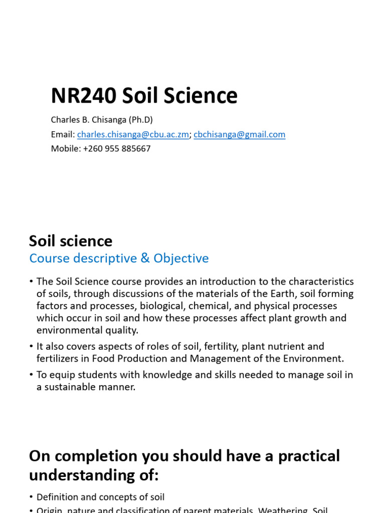 Lec00 - Introduction2Soil Science - Rev01 | PDF | Soil | Minerals