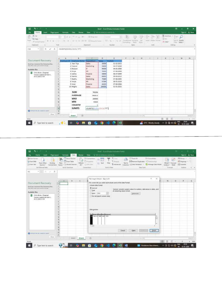 Excel Lab Screenshots | PDF