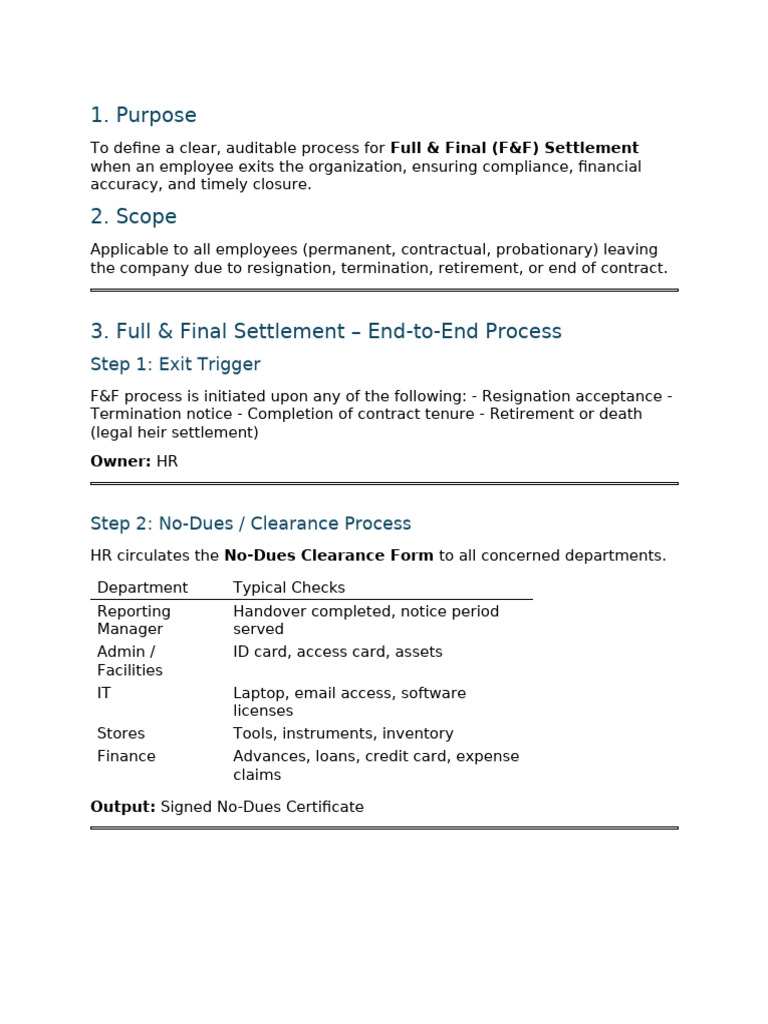 Full & Final Settlement Process Guide | PDF | Expense | Receipt