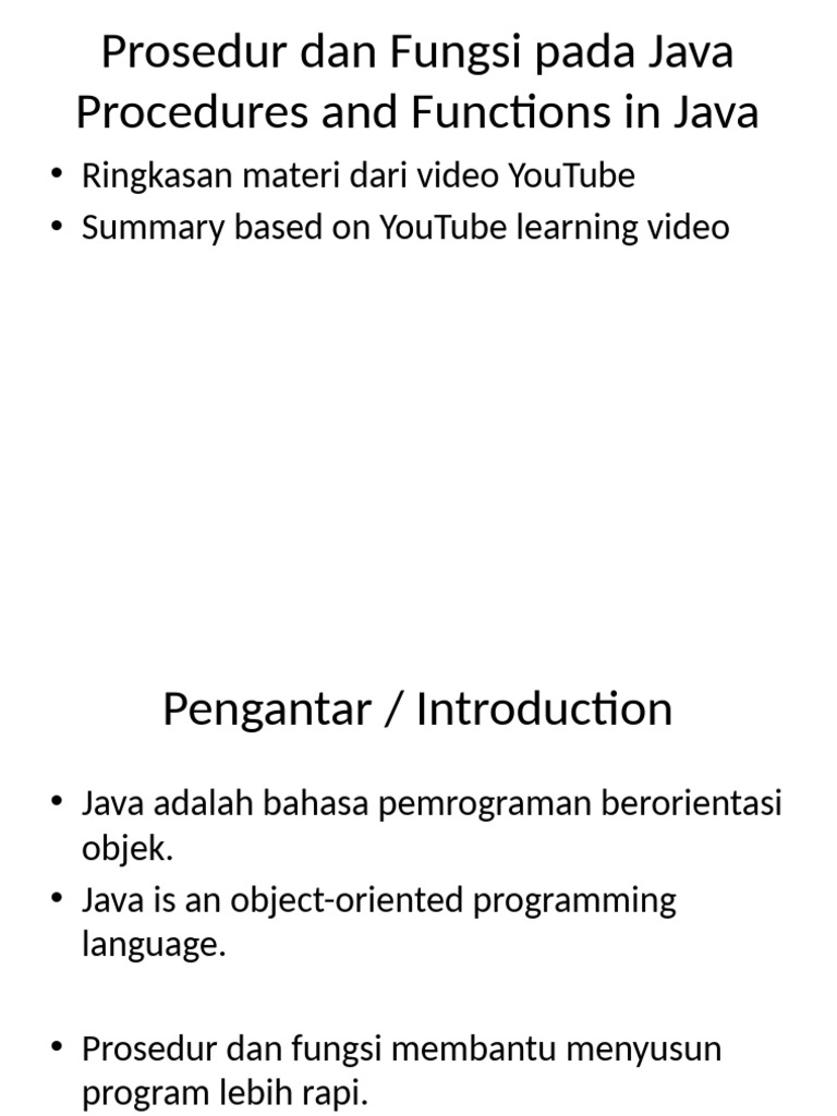 Prosedur Dan Fungsi Java Bilingual | PDF
