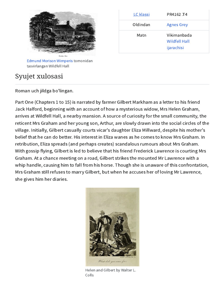 Wildfell Hall Ijarachisi - Vikipediya | PDF | The Tenant Of Wildfell Hall