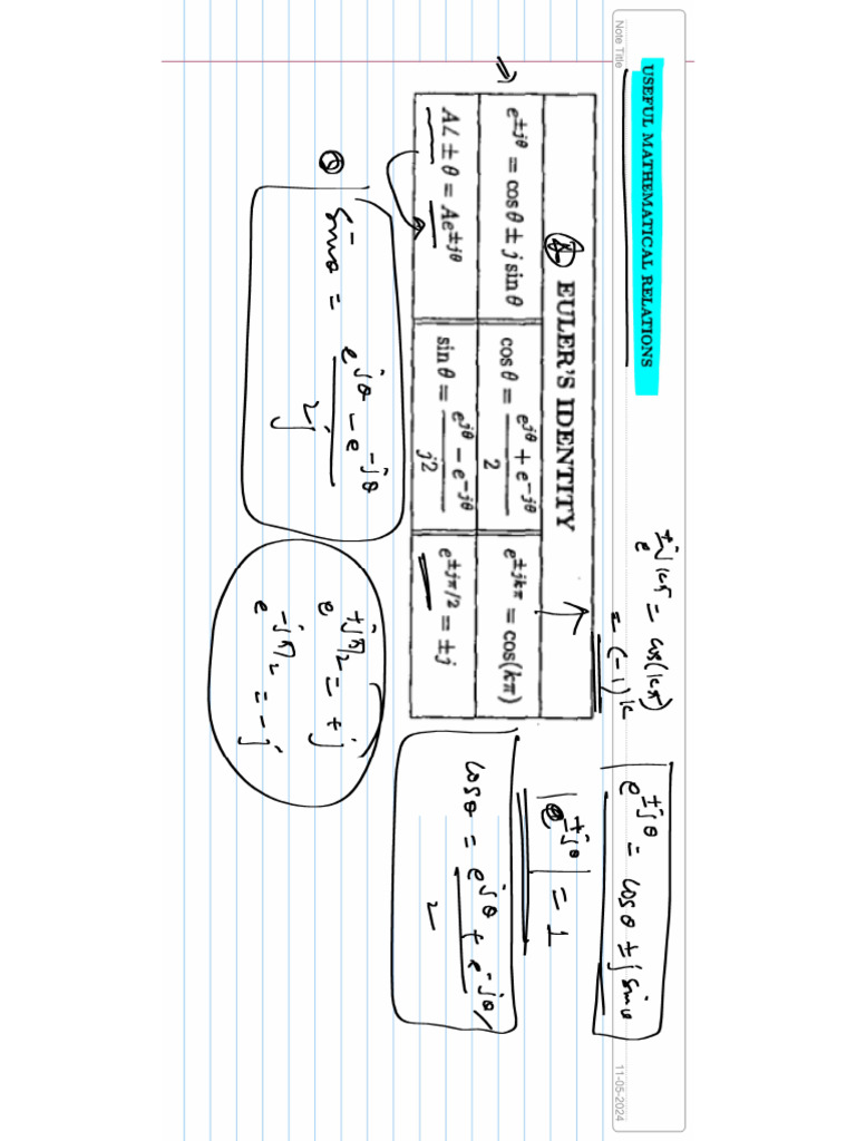 Mathematical Relations For Signals | PDF