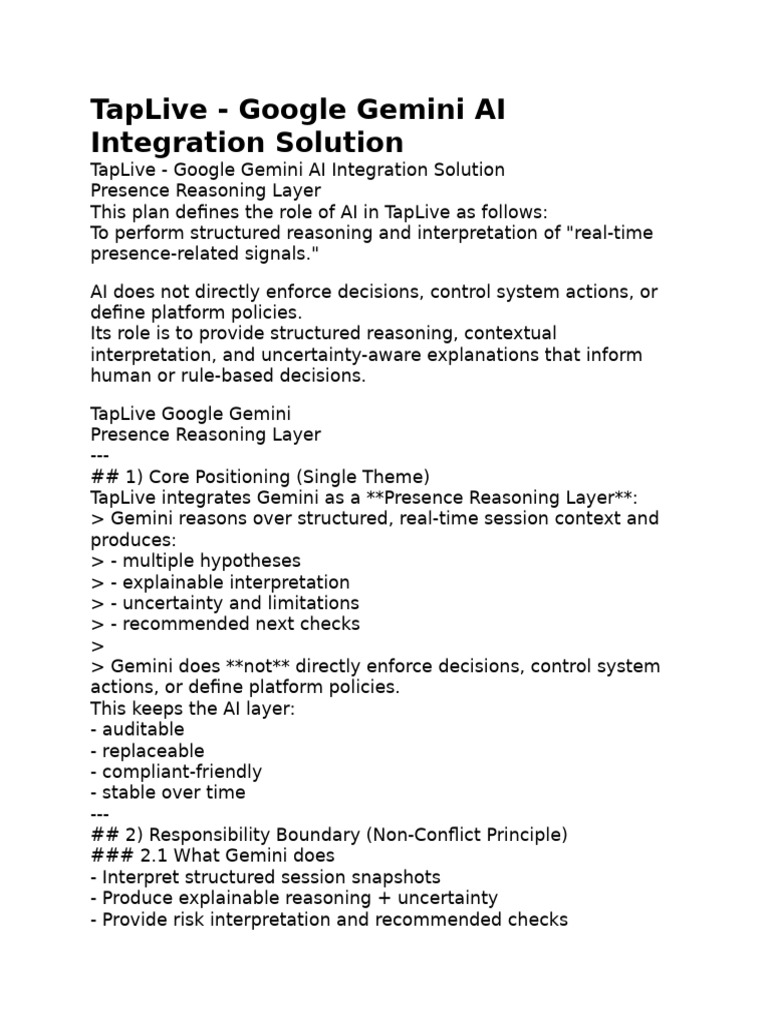 TapLive Gemini AI Integration Guide | PDF | Hypothesis
