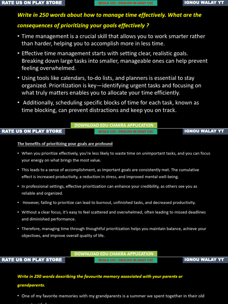Begla 135 Free Class PDF | PDF | Time Management | Professional Skills