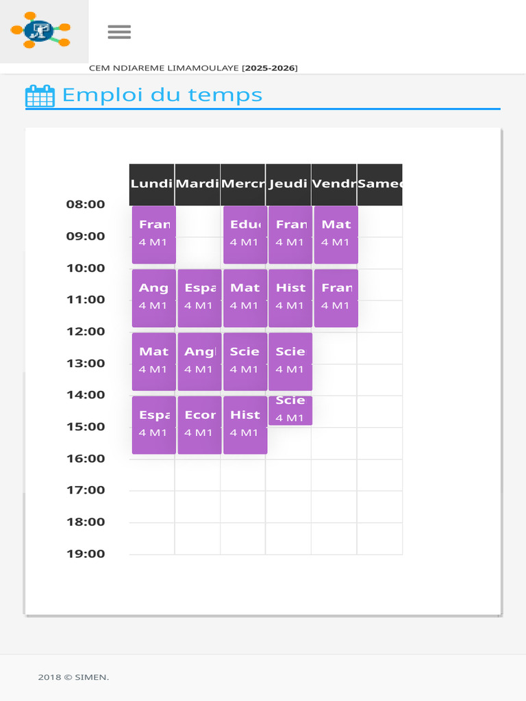 Emploi du temps M1 A/S 2025-2026 | PDF