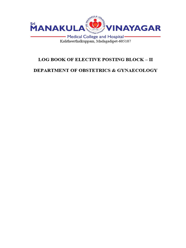 Elective Posting Log Book: OB/GYN | PDF | In Vitro Fertilisation ...