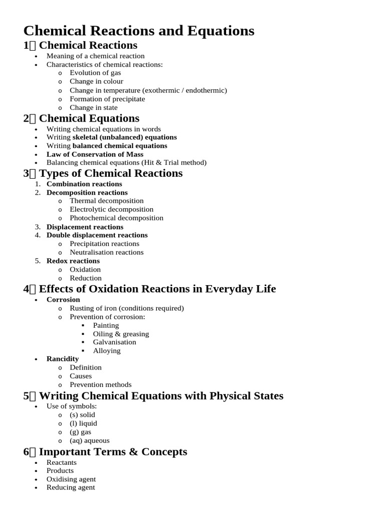Chemical Reactions and Equations | PDF | Redox | Chemical Reactions