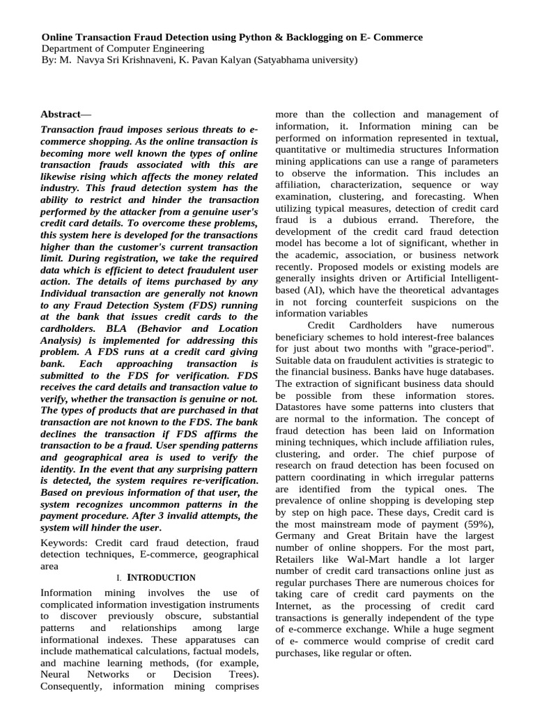 Python-Based Fraud Detection in E-Commerce | PDF | Support Vector ...