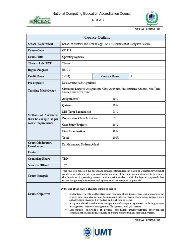 Operating Systems Course Outline | PDF | Scheduling (Computing ...