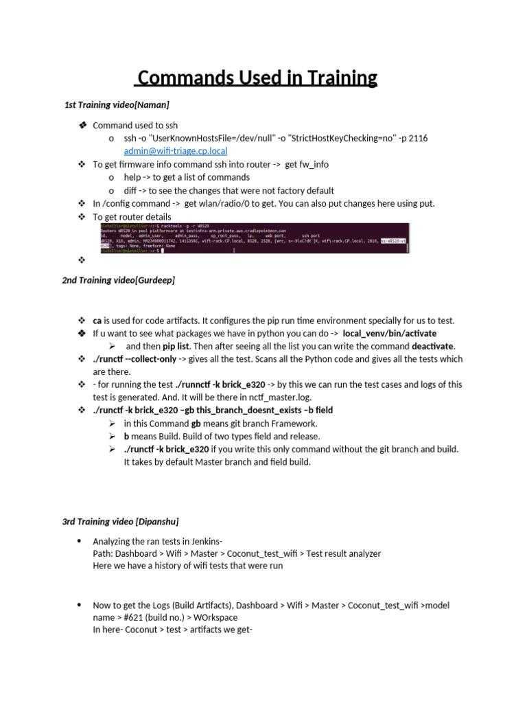 Essential SSH and Testing Commands Guide | PDF | Computing | Software