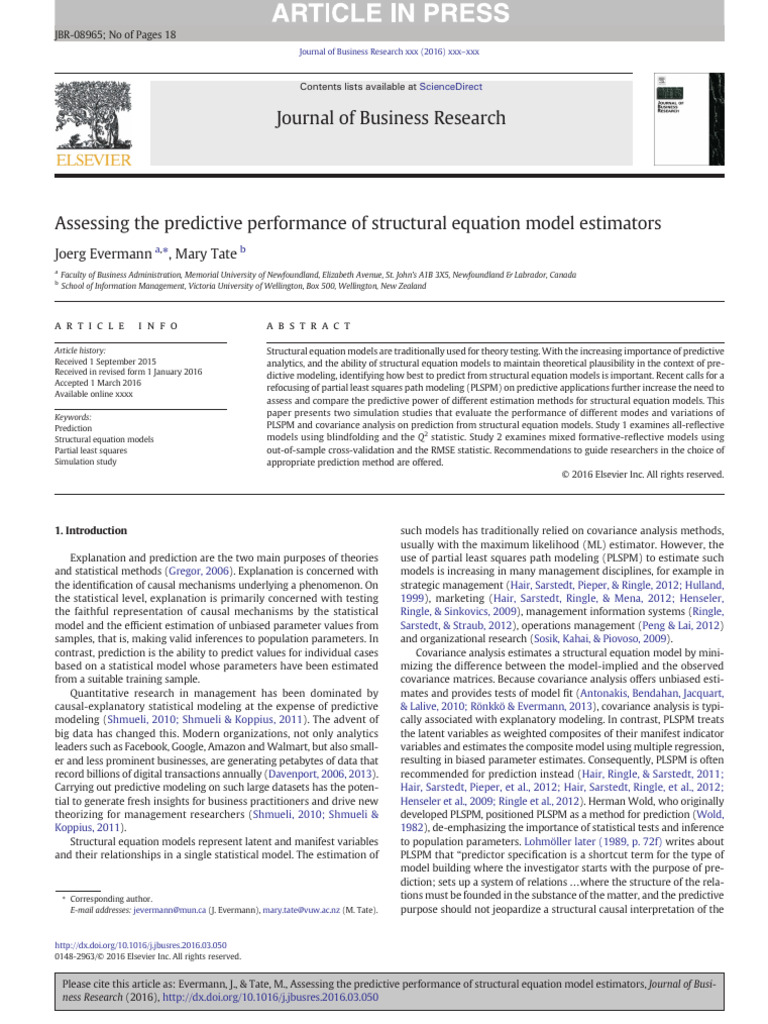 Evaluating Structural Equation Model Predictions | PDF | Structural ...