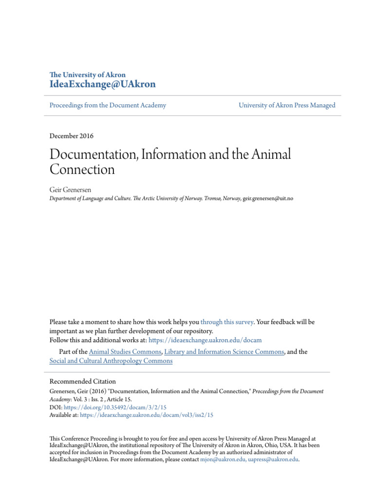 Animal Connection in Documentation Studies | PDF | Sami People ...