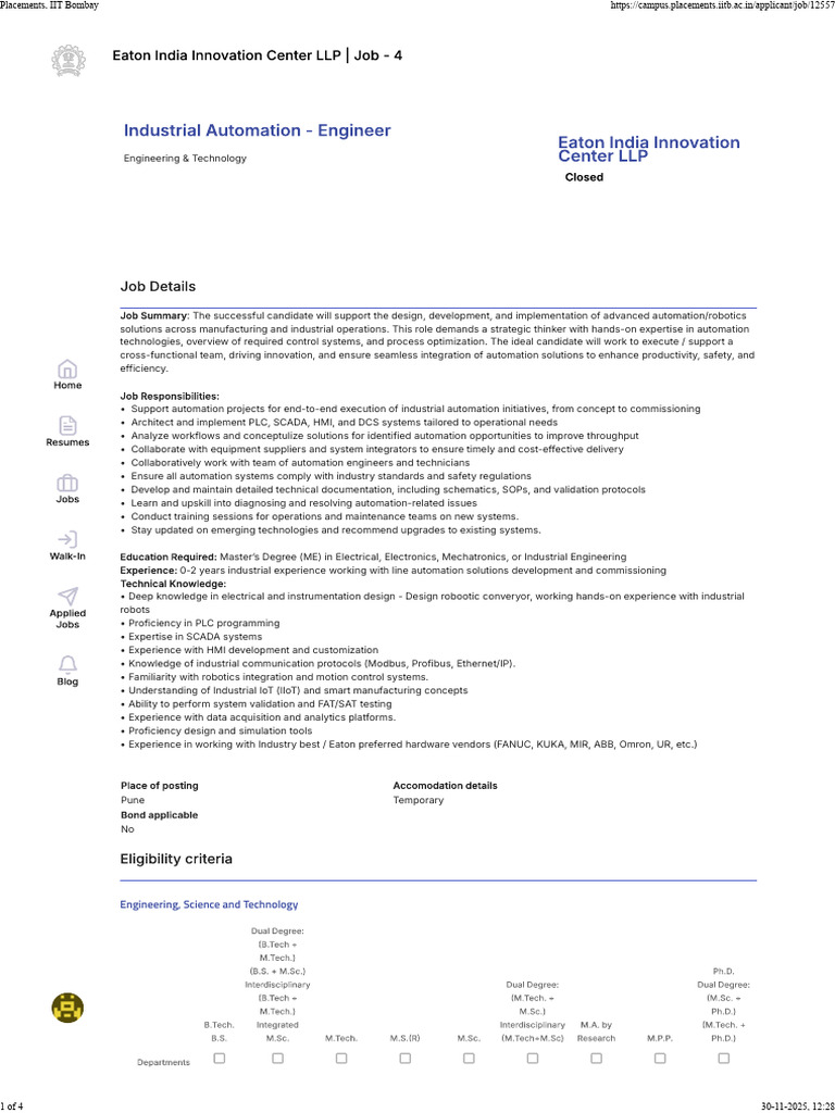 Automation Engineer Job in Pune | PDF
