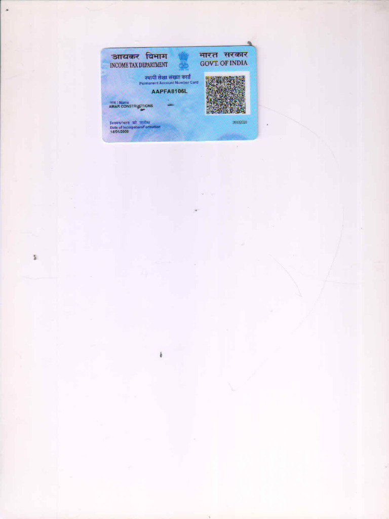 New Pan Card Amar Construction | PDF