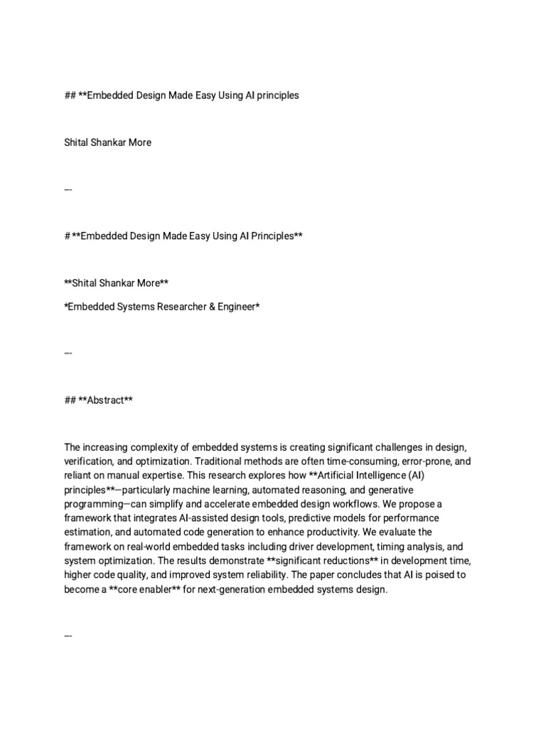 Embedded Design Using Ai Principles by Shital More | PDF | Artificial ...