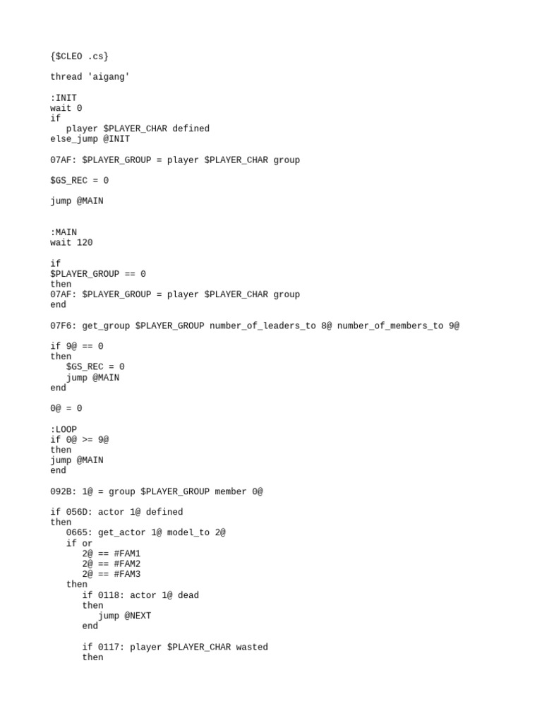 GTA Script for Player Group Management | PDF