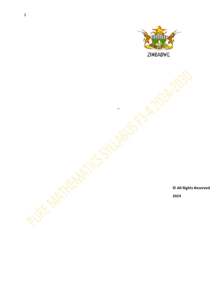 Pure Mathematics Syllabus Forms 3-4 2024 | PDF | Trigonometric ...