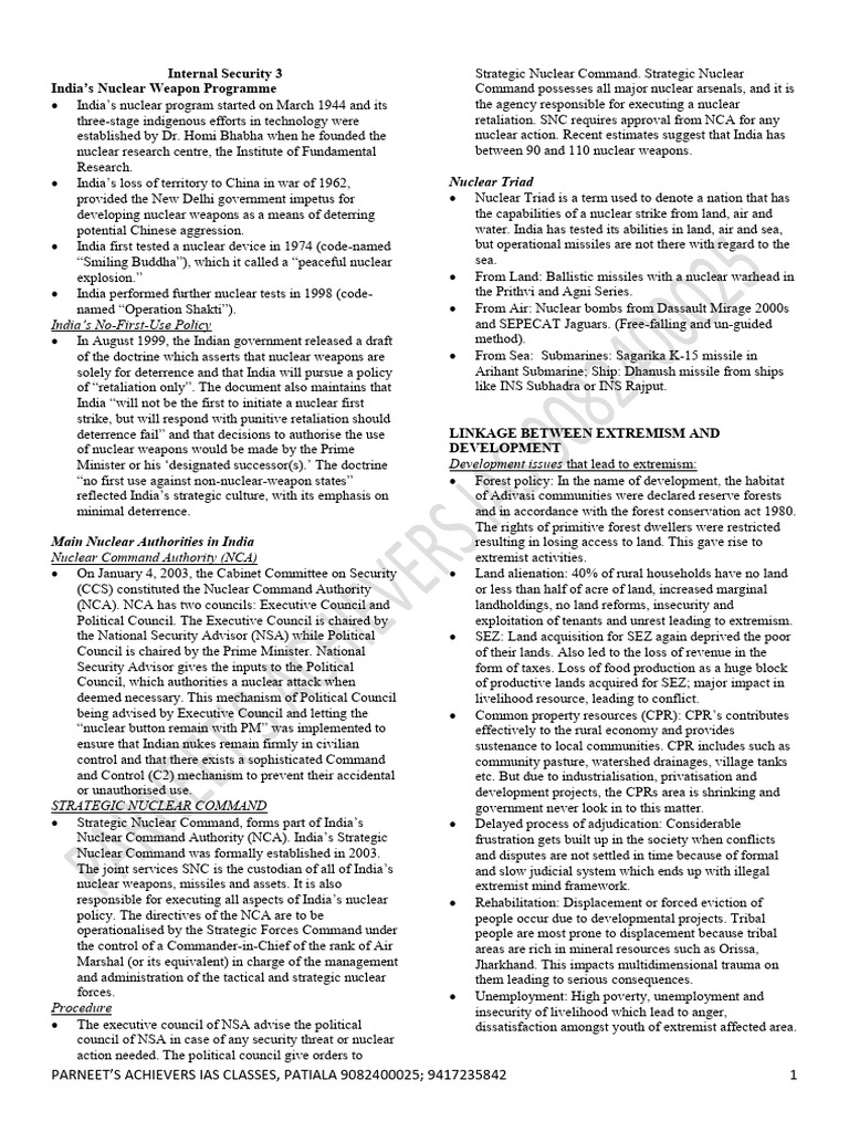 Internal Security 3 | PDF | Military | Government Of India