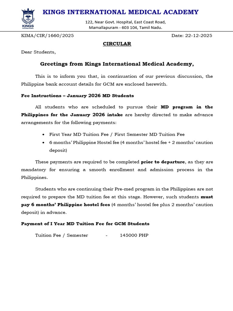 MD Program Fee Instructions for 2026 | PDF | Services (Economics ...