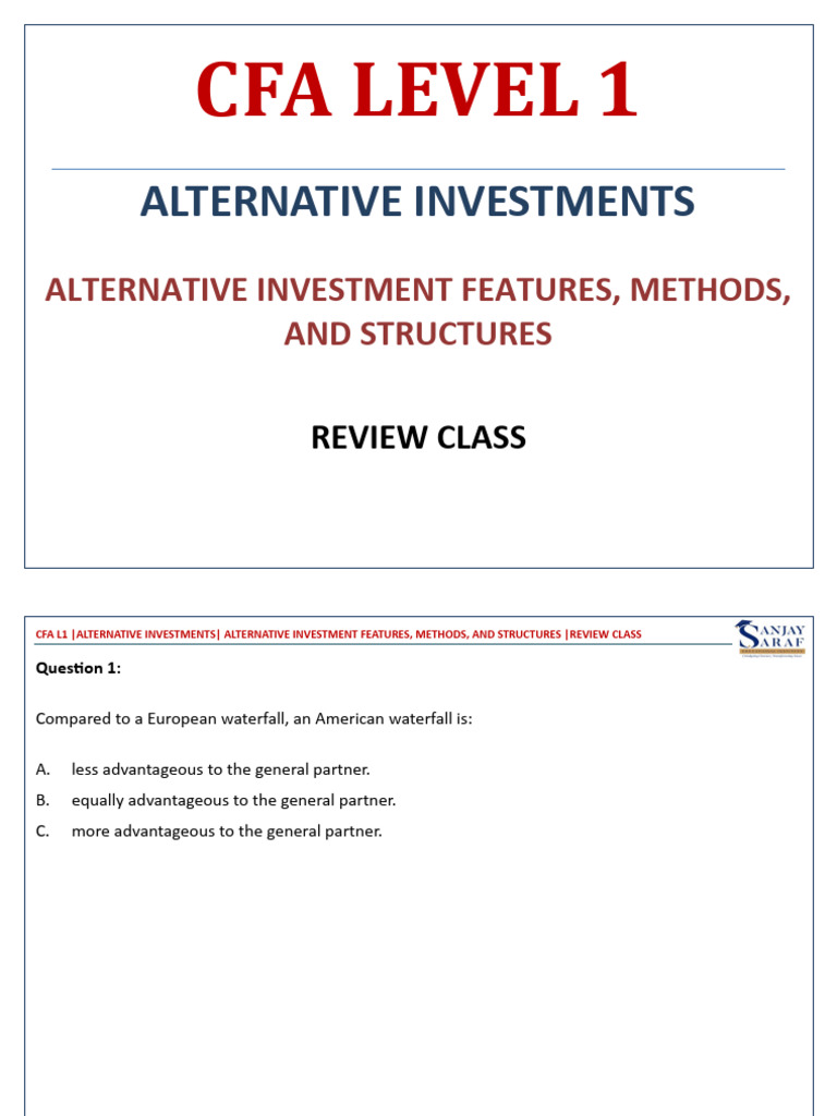 CFA Level 1 Alternative Investments Guide | PDF | Investing | Private ...