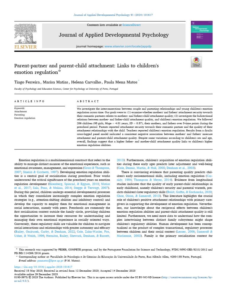 Parent-Child Attachment and Emotion Regulation | PDF | Attachment ...