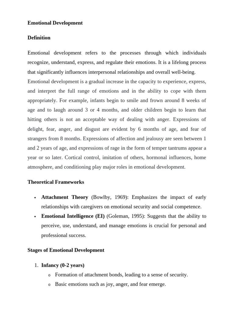 Emotional Development 1 | PDF | Emotions | Morality
