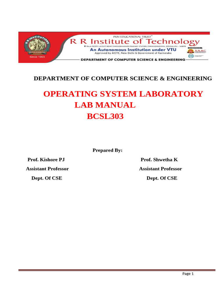 Operating System Lab Manual BCSL303 | PDF | Concurrent Computing ...