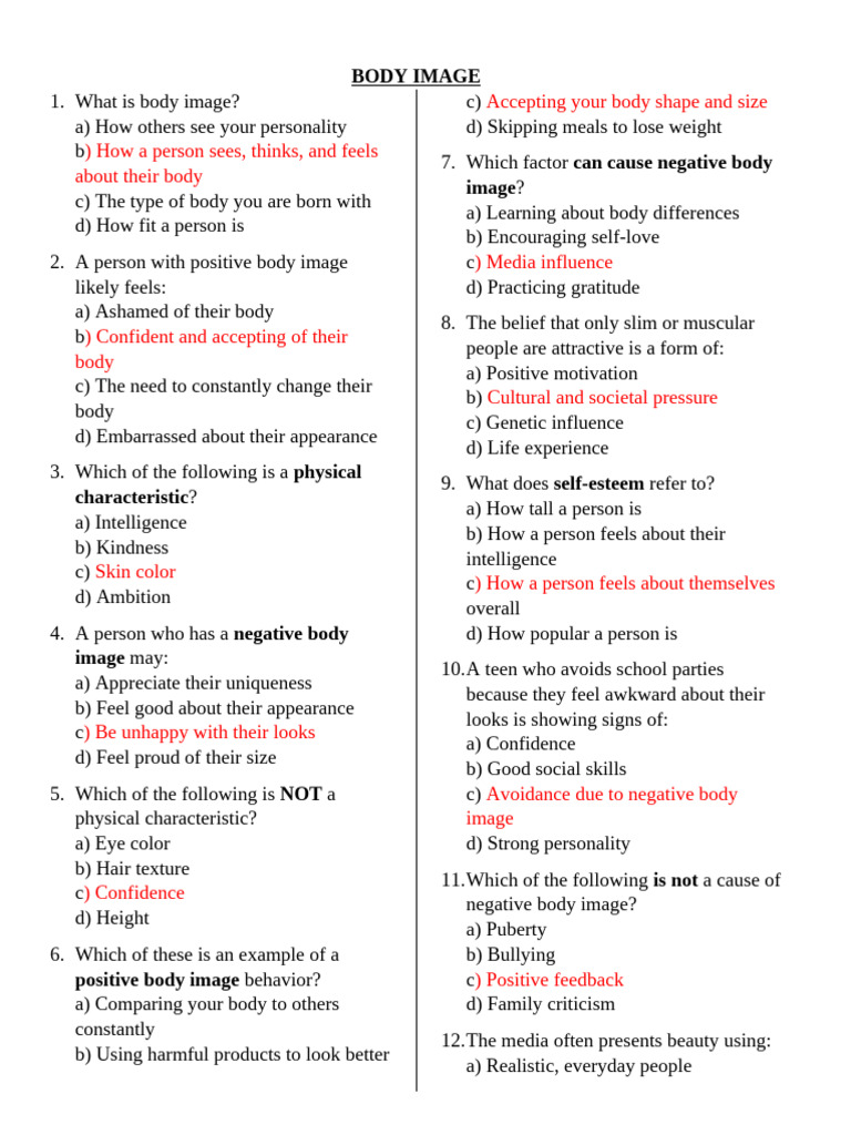 ASSIGNMENT ON BODY IMAGE[1] | PDF | Body Image | Puberty