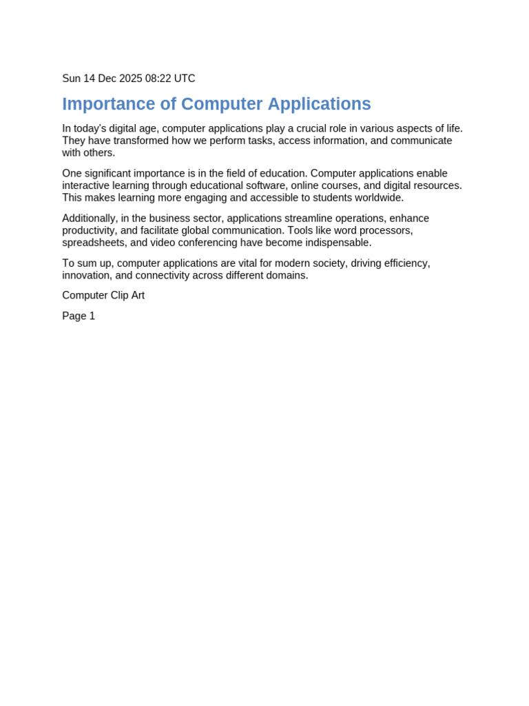 Importance of Computer Applications | PDF