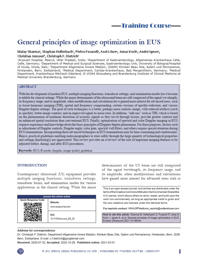 EUS Image Optimization Guidelines | PDF | Medical Ultrasound | Ultrasound
