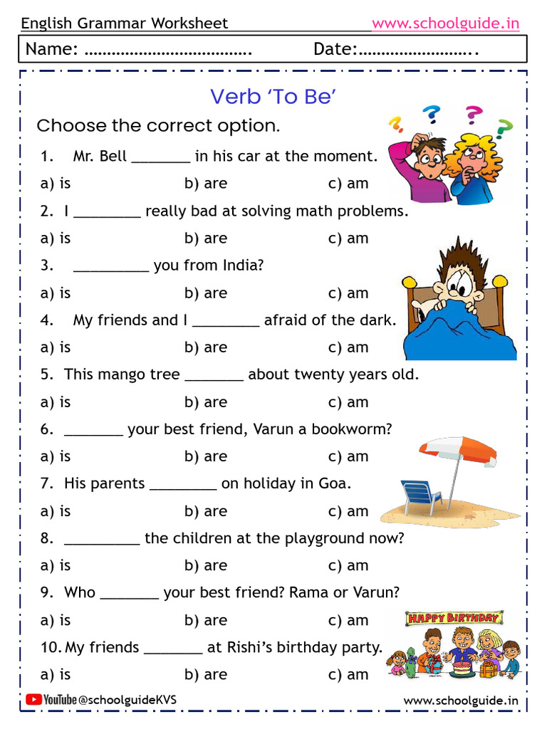 English Grammar: Verb 'To Be' Worksheet | PDF