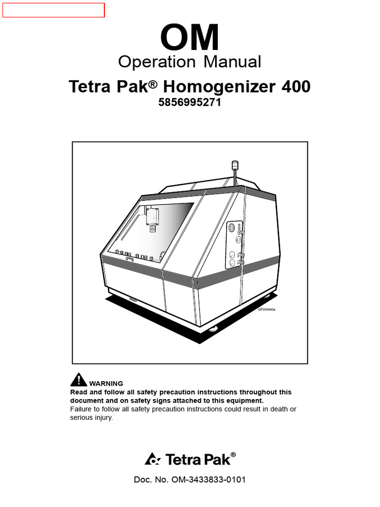 Tetra Pak Homogenizer 400 Manual | PDF | Safety