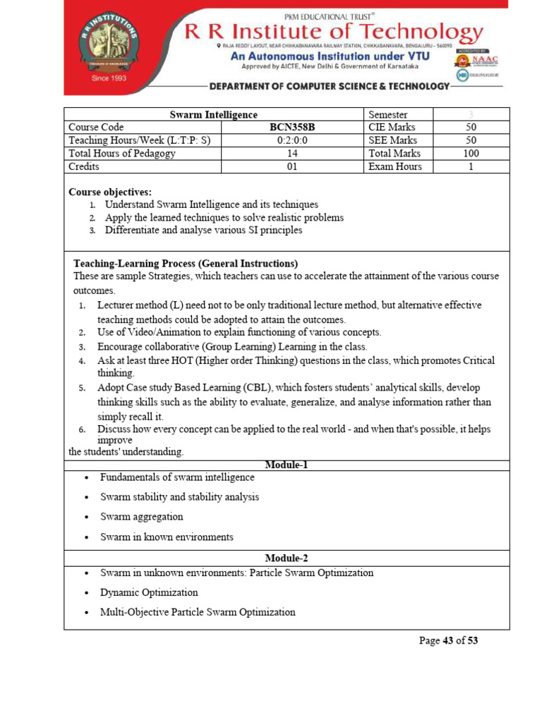 Swarm Intelligence Course Overview | PDF | Mathematical Optimization ...