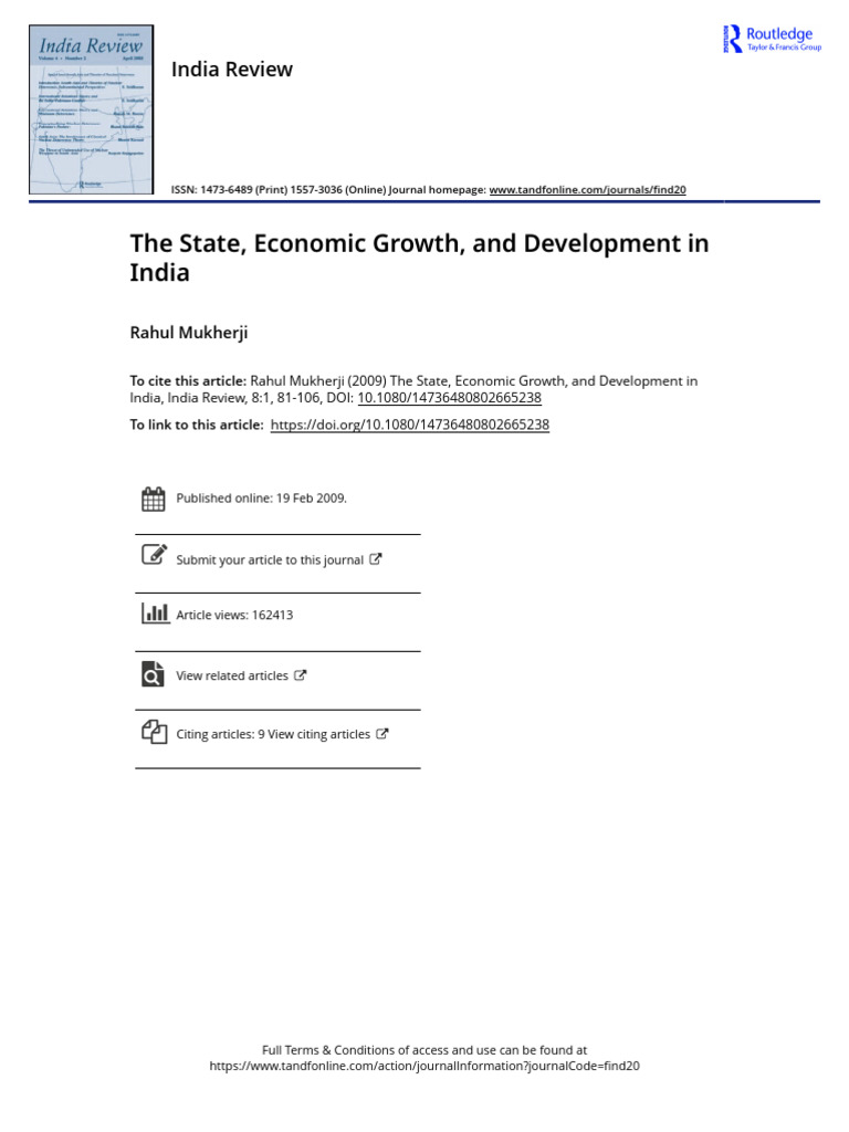 Economic Growth and State in India | PDF | Indian National Congress ...