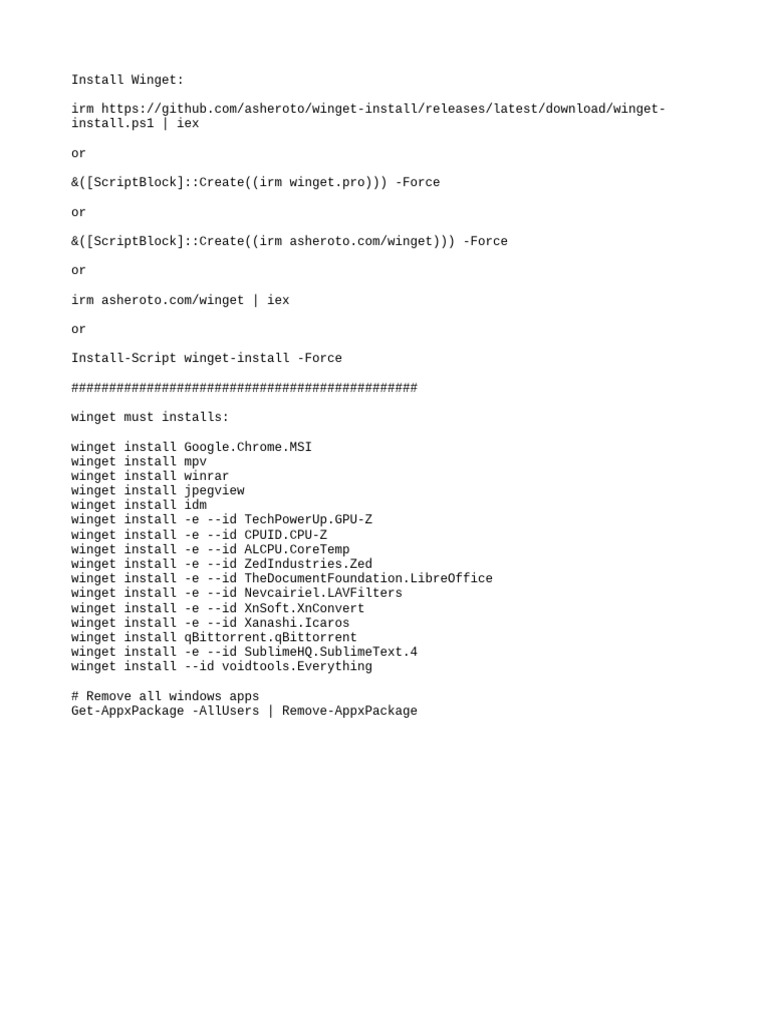 Winget Installation and Essential Apps Guide | PDF