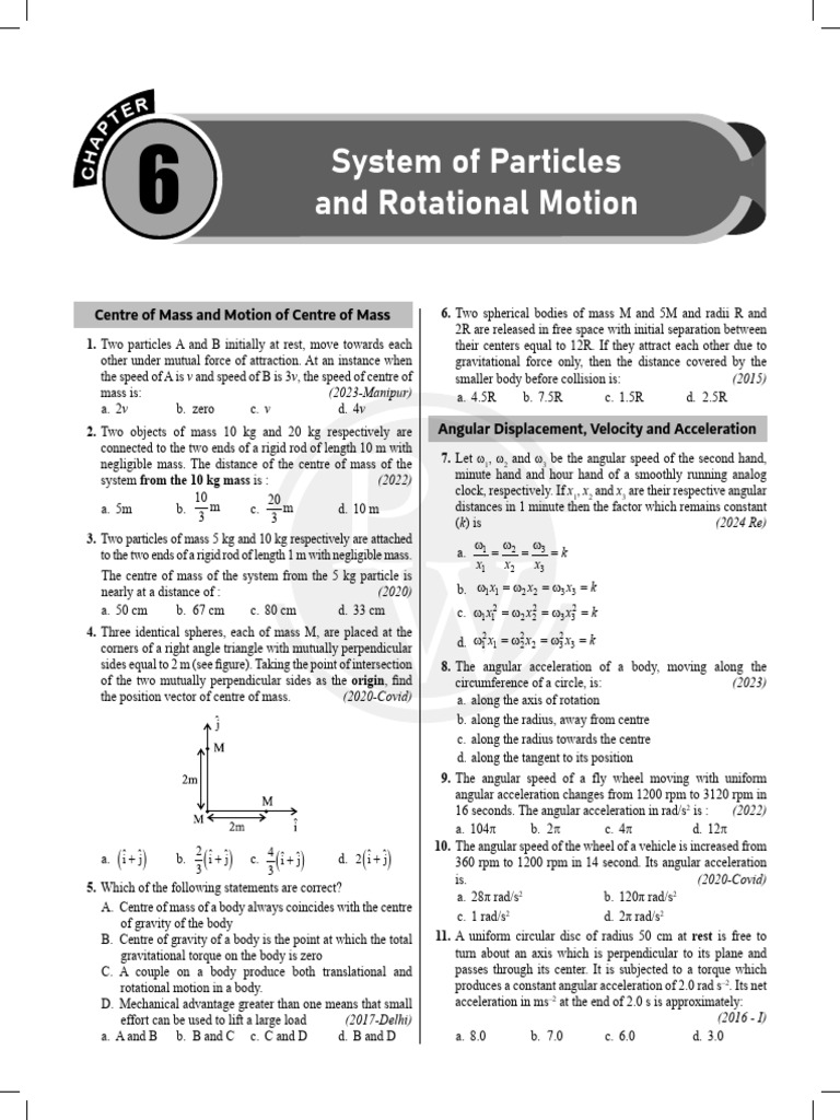 Centre of Mass and Angular Motion Concepts | PDF | Rotation Around A ...