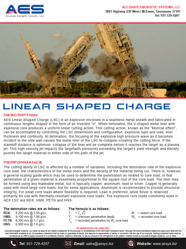 Linear Shaped Charge Specifications | PDF | Applied And ...