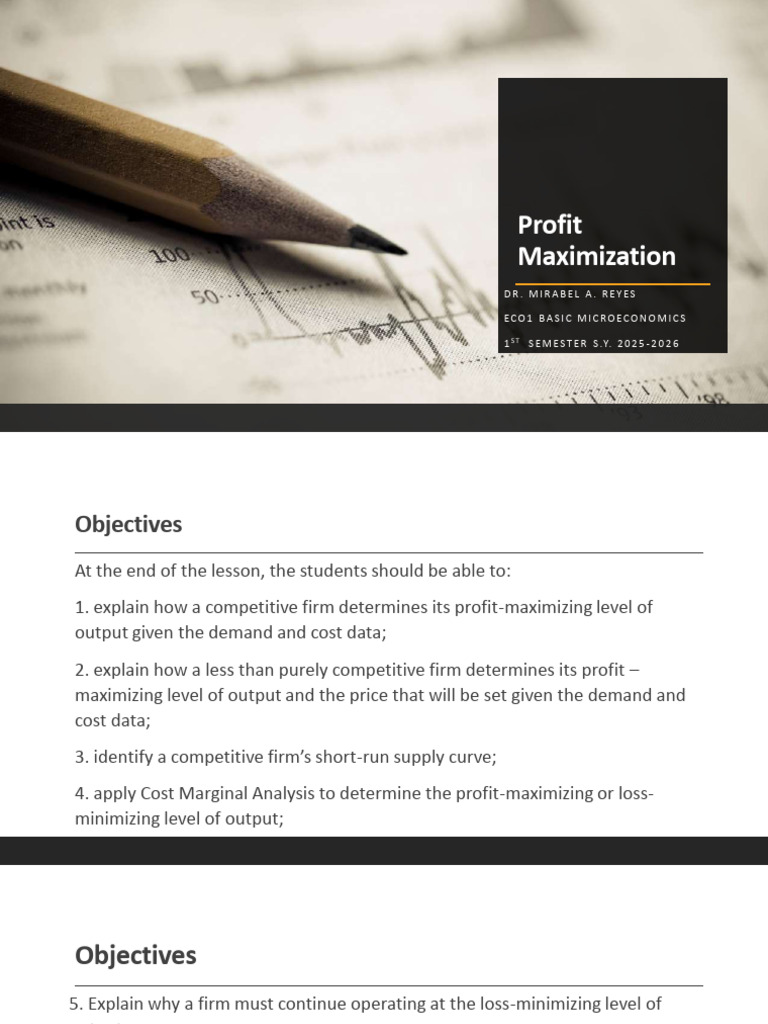 Profit Maximization in Microeconomics | PDF | Profit (Economics ...