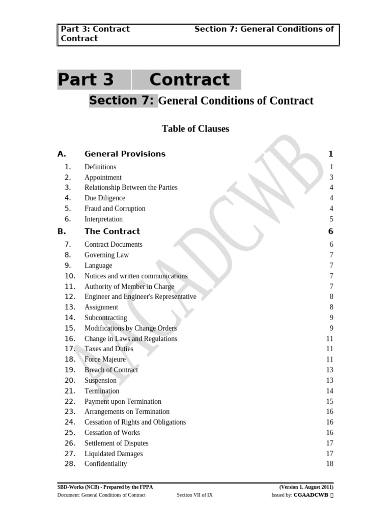 SBD Works (NCB) - Section 7 | PDF | Subcontractor | Breach Of Contract