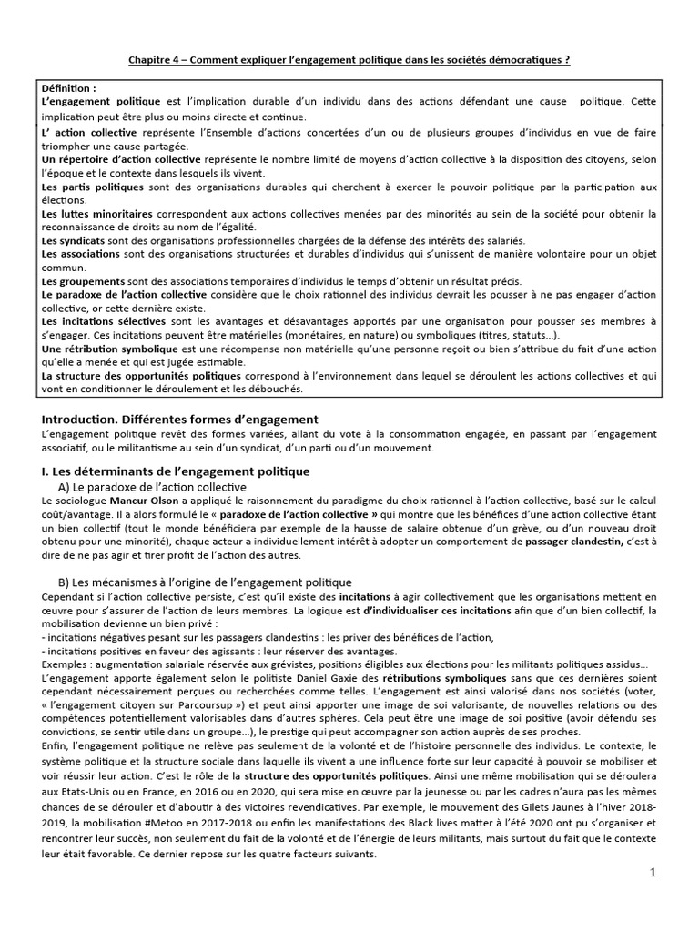 Engagement politique en démocratie : clés et enjeux | PDF | Grève
