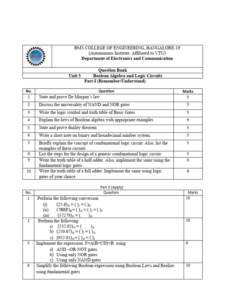 Unit 5 QB | PDF | Logic Gate | Boolean Algebra