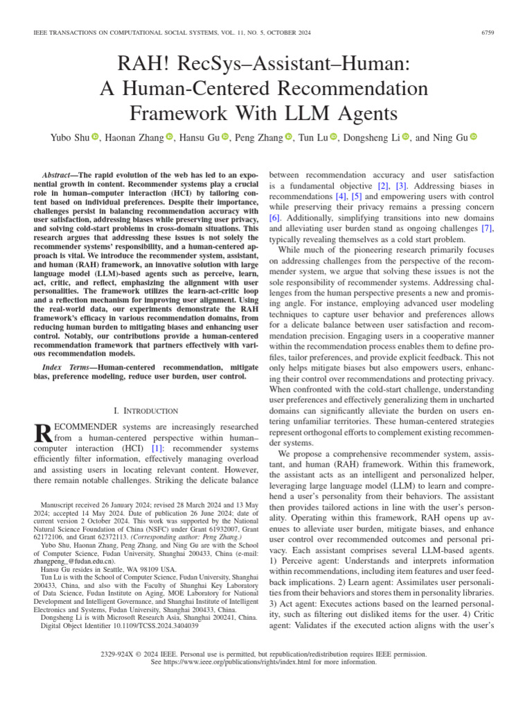 Human-Centered LLM Recommendation Framework | PDF | Computing ...