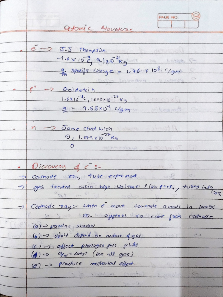Atomic Structure Short Note - 251007 - 023235 | PDF