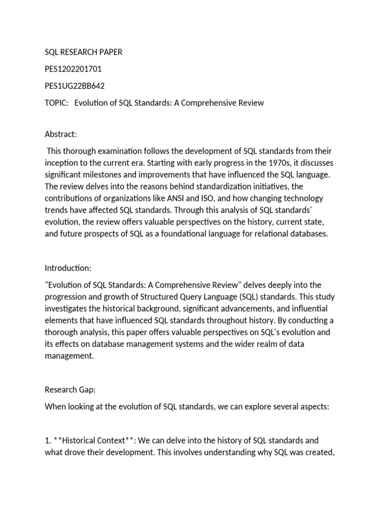 SQL Research Paper Laasya | PDF | Databases | Sql