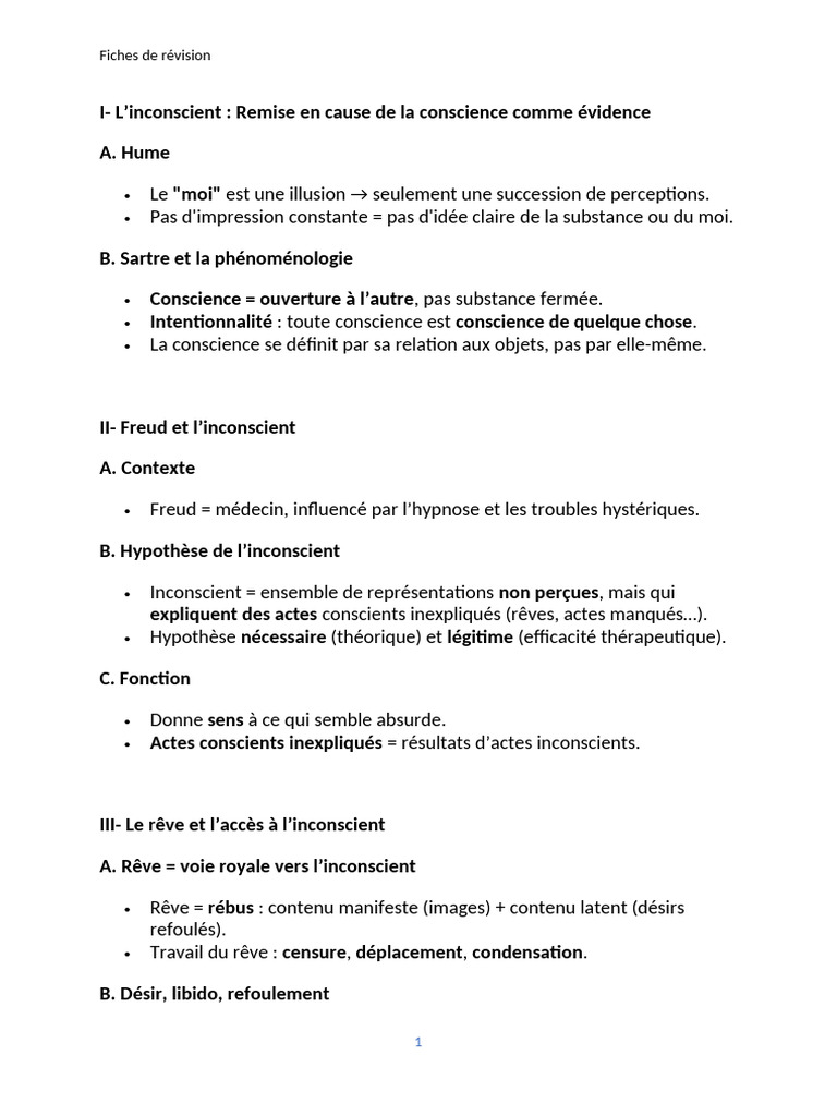 Inconscient et psychanalyse : concepts clés | PDF | Inconscient ...