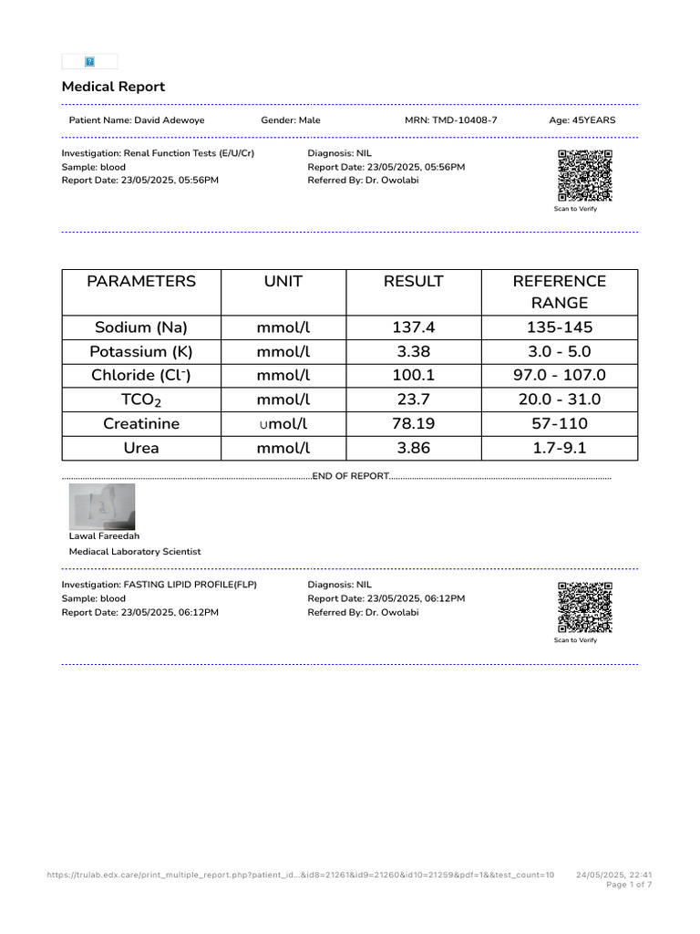 Comprehensive Medical Lab Report | PDF | Medical Specialties | Clinical ...